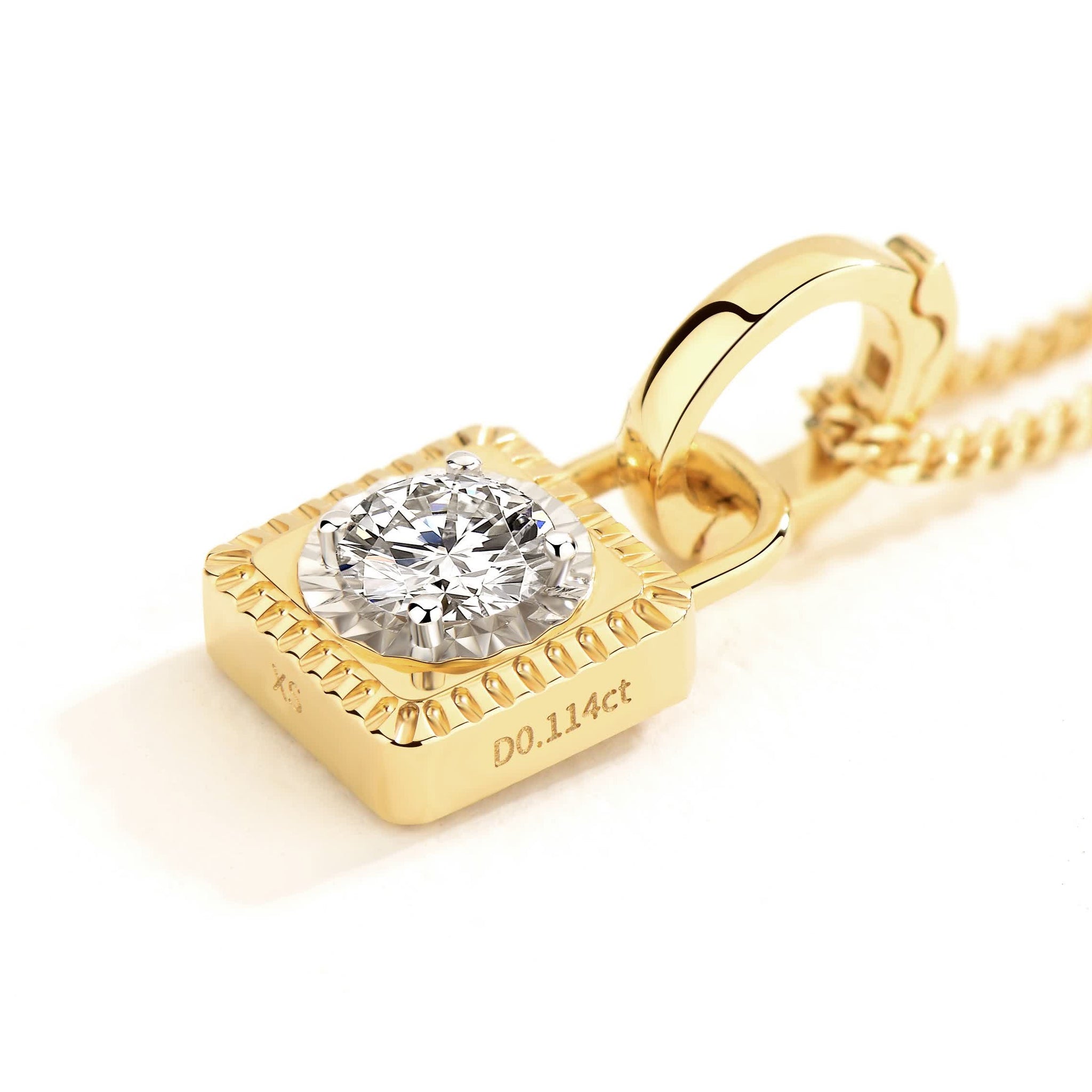 Unlock-18K 0.1ct Diamond Lock Gold Pendant