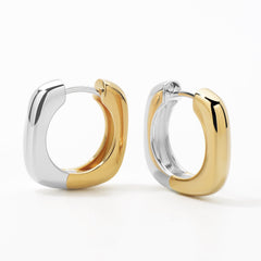 Essential Silver Dual-Tone Square-Round Earring