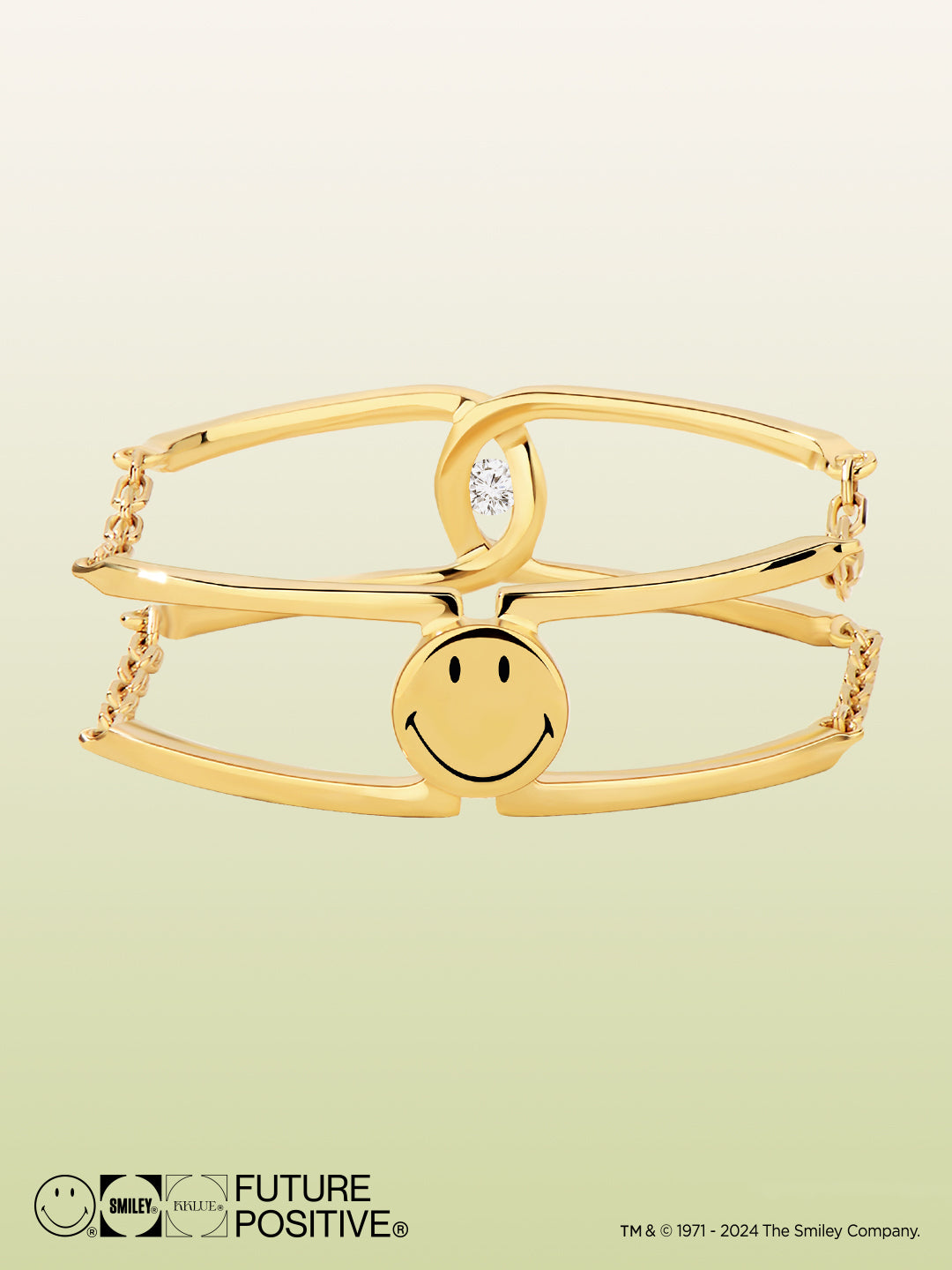 Smiley 18K Double-sided Chain Linked Ring