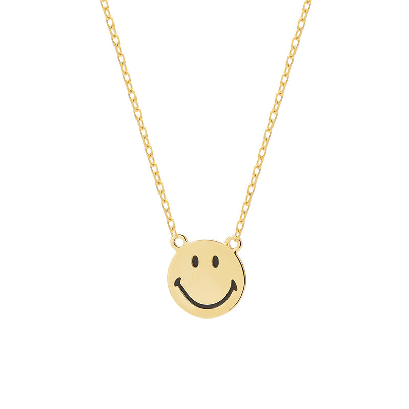 18K Smiley Heart & Rat Face Onyx Necklace