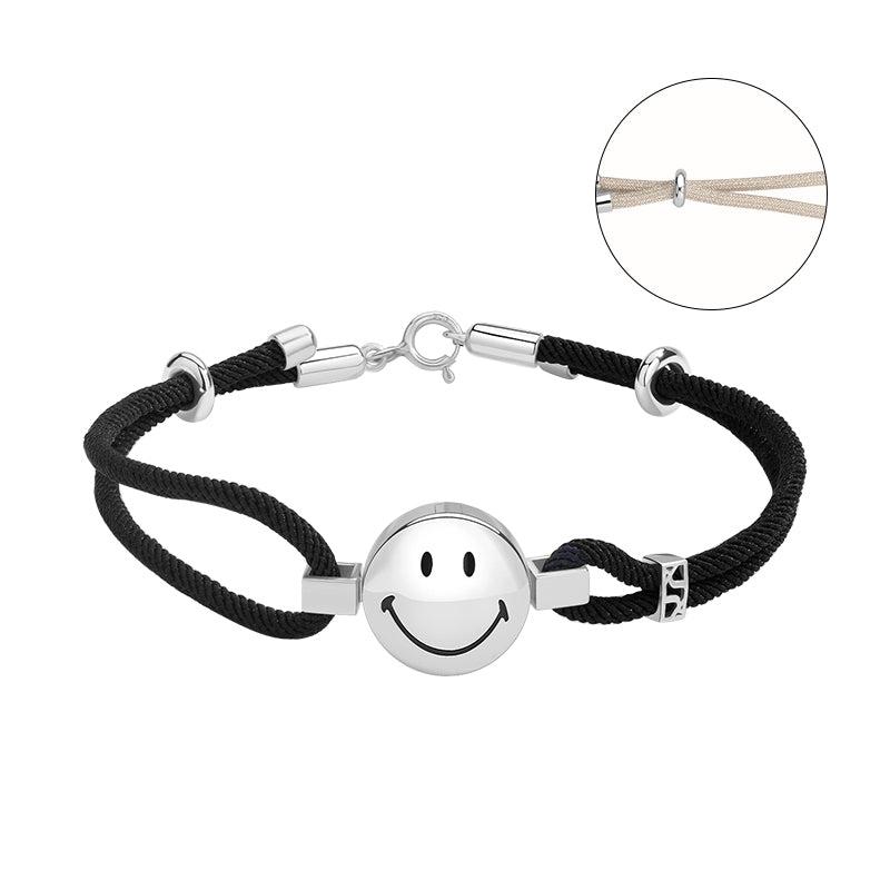 Smiley Silver Colourflex String Bracelet