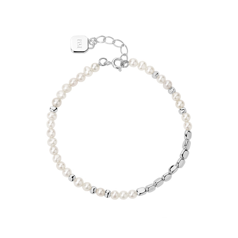 SOL Silver Beads Pearl Chain Bracelet 4-5mm