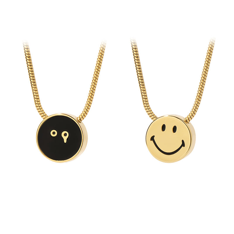 Ryuji Smiley Silver Double-Faces Snack Chain Necklace