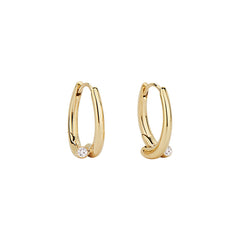 Essential 14K Diamond Oval Huggie Earrings