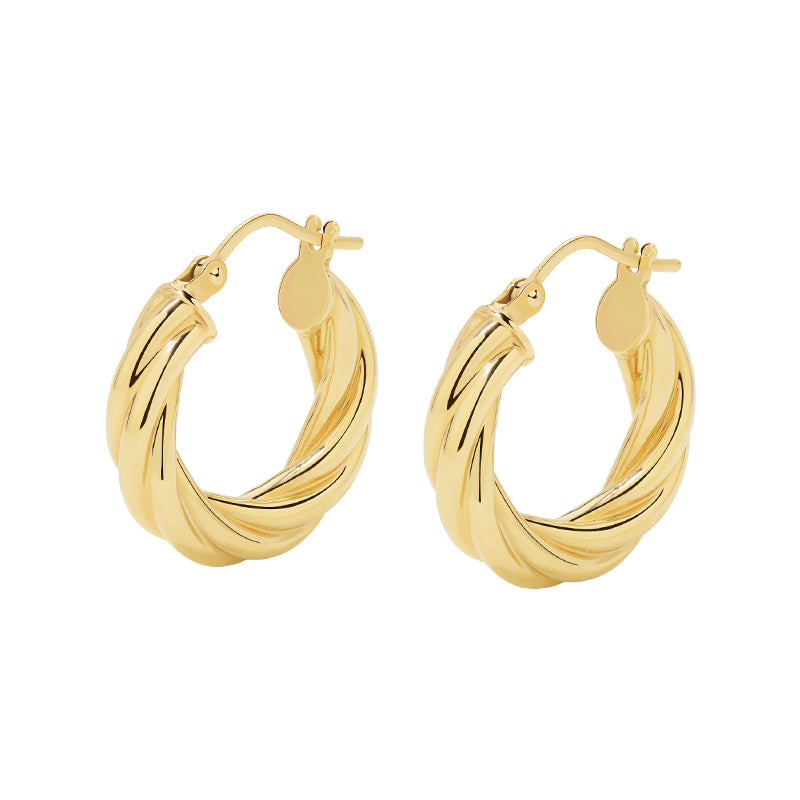 14K Gold Spiral Pattern Earrings