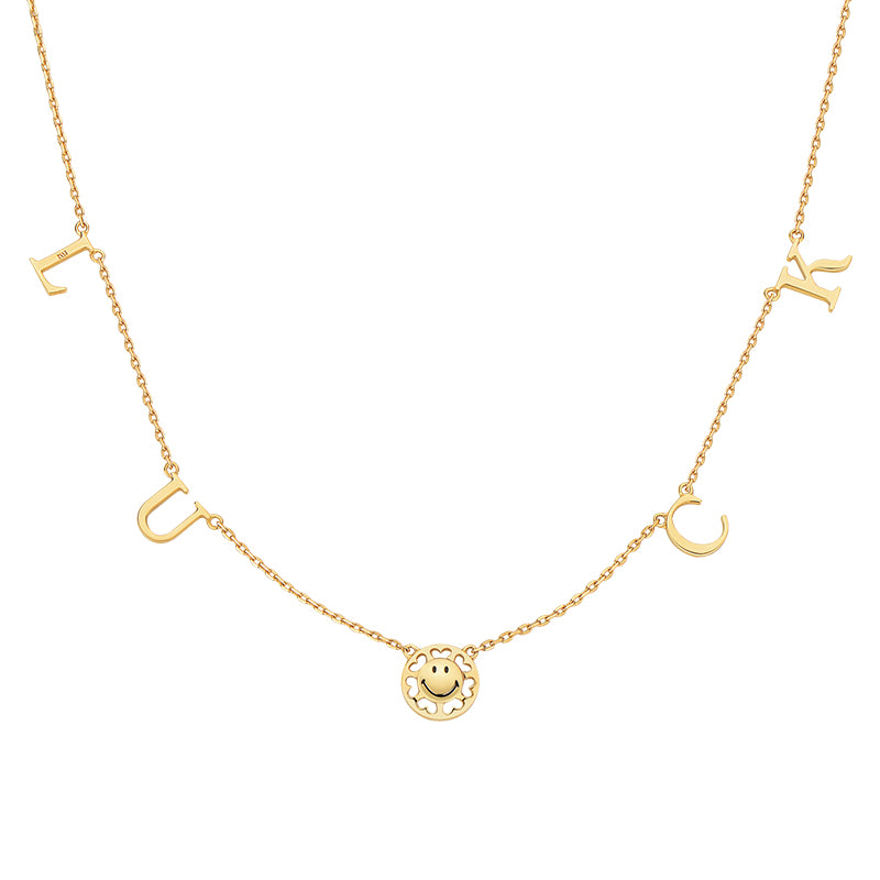 Smiley Moment Letters Gold Necklace