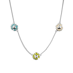 Daisy Heart Silver Tricolor Necklace