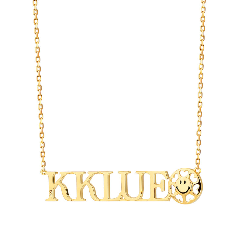 KKLUExSMILEY® Smiley Nameplate Gold Necklace