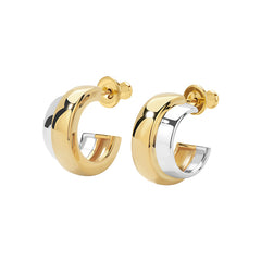 Essential Silver Dual-Tone Half-Hoop Stud Earring
