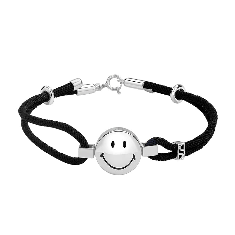 Smiley Silver Colourflex String Bracelet