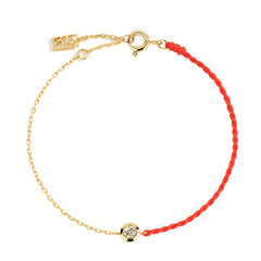 D Muse 18K Diamond Gold Red String Bracelet