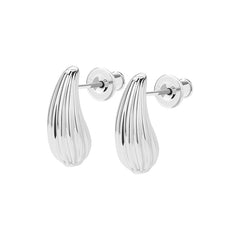 Essential Silver Textured Teardrop Stud Earrings