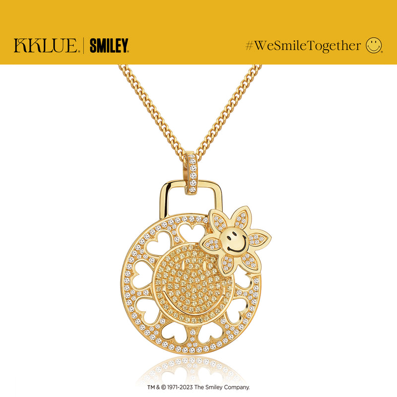 KKLUExSMILEY® Smiley Twin Diamond & Sapphire Gold Necklace