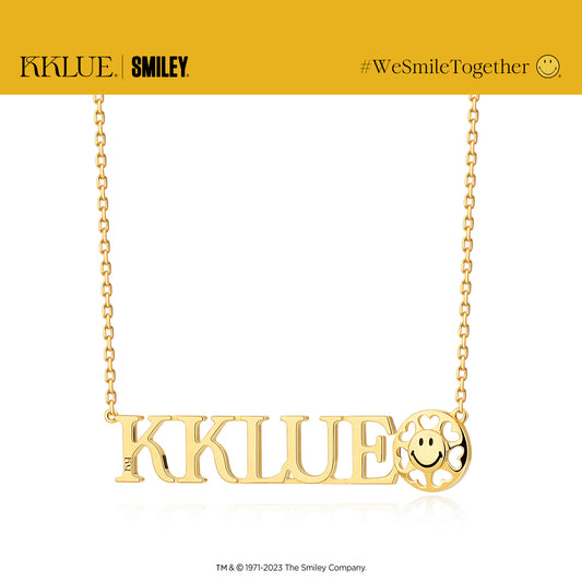 KKLUExSMILEY® Smiley Nameplate Gold Necklace