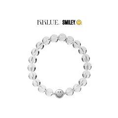 Smiley Silver White Crystal Beaded Bracelet