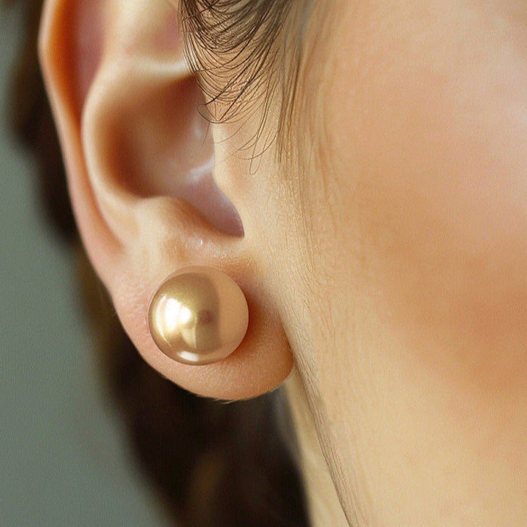 Golden Pearl Earrings 11mm