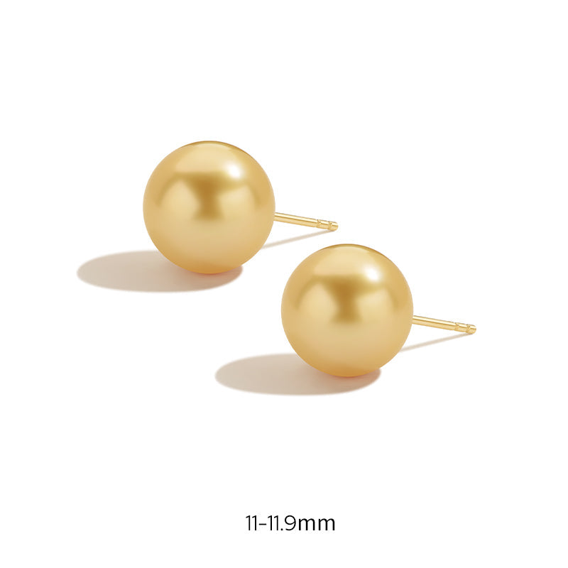 Golden Pearl Earrings 11mm