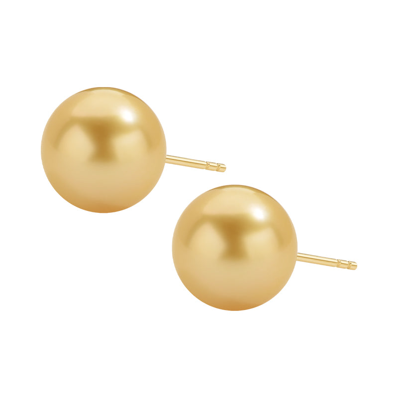 Golden Pearl Earrings 11mm