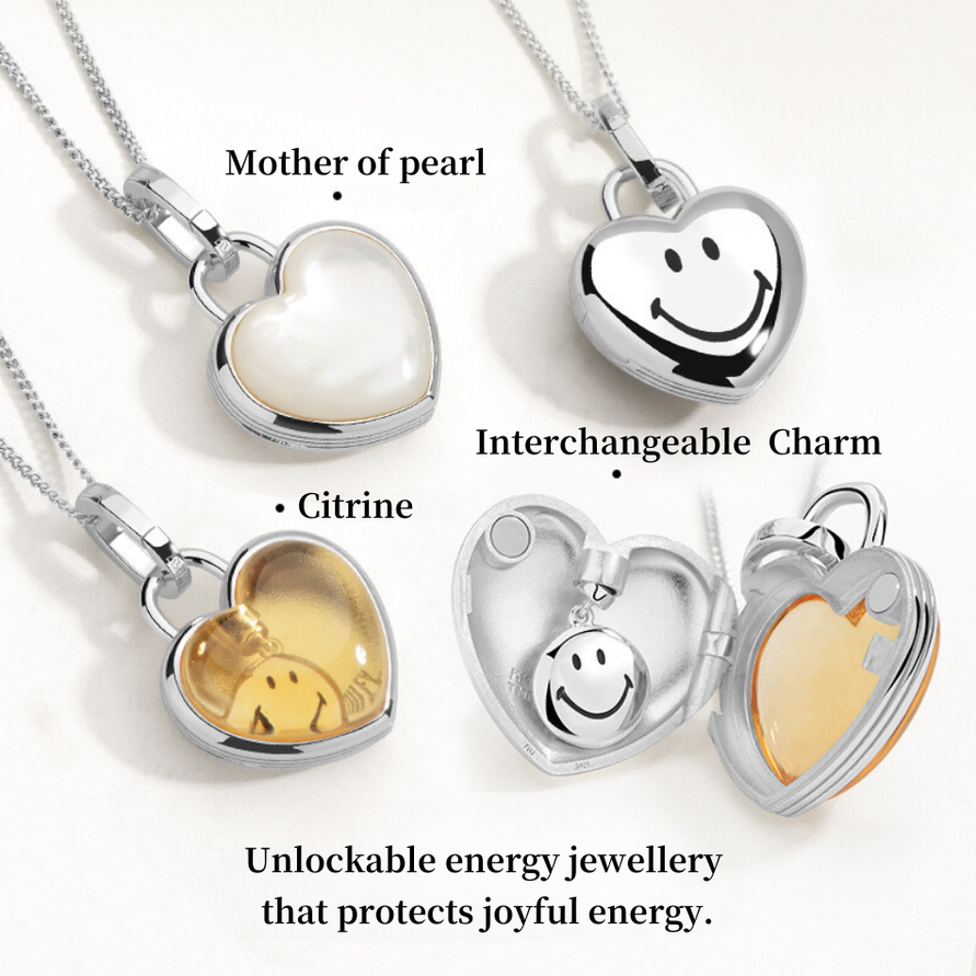 Smiley Silver Heart Energy Locket