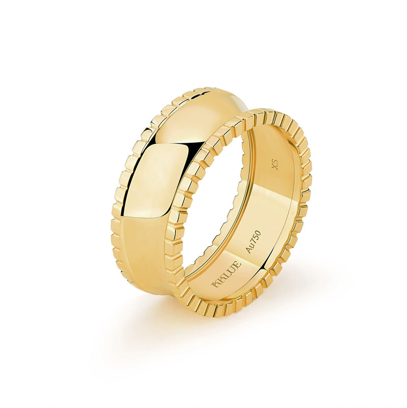 Unlock Marks-18K U-shape Gold Ring-Wide