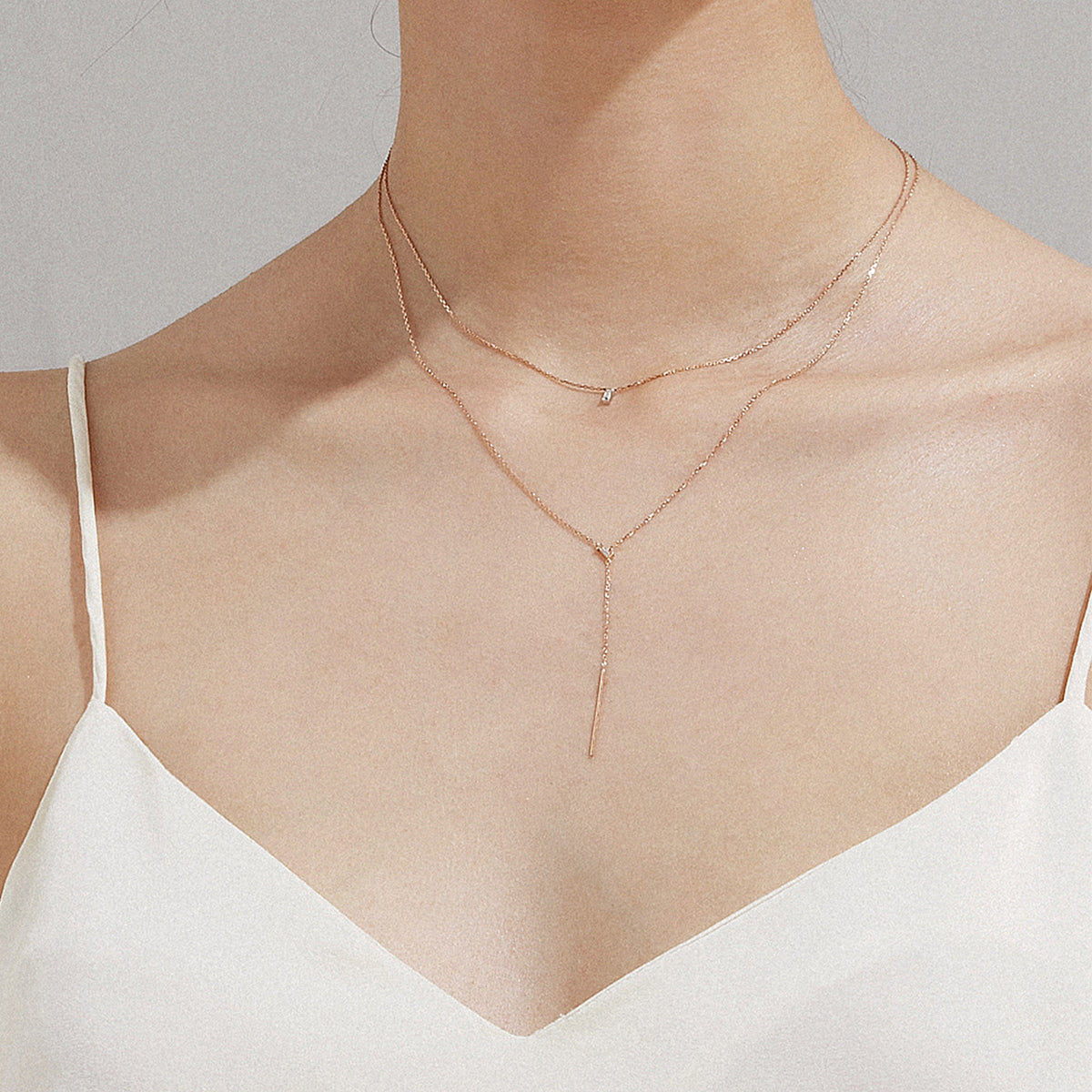 Heroine Collection - 18K Gold Diamond Y-Chain Necklace (Rose Gold)