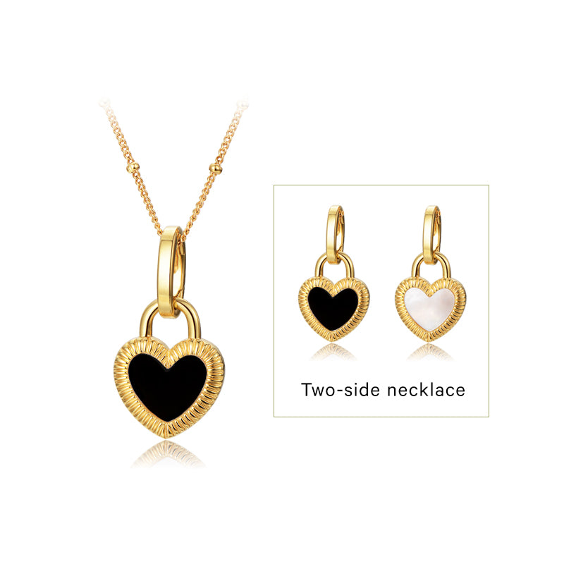 Flip- Heart Necklace (Sliver Gold Vermeil)