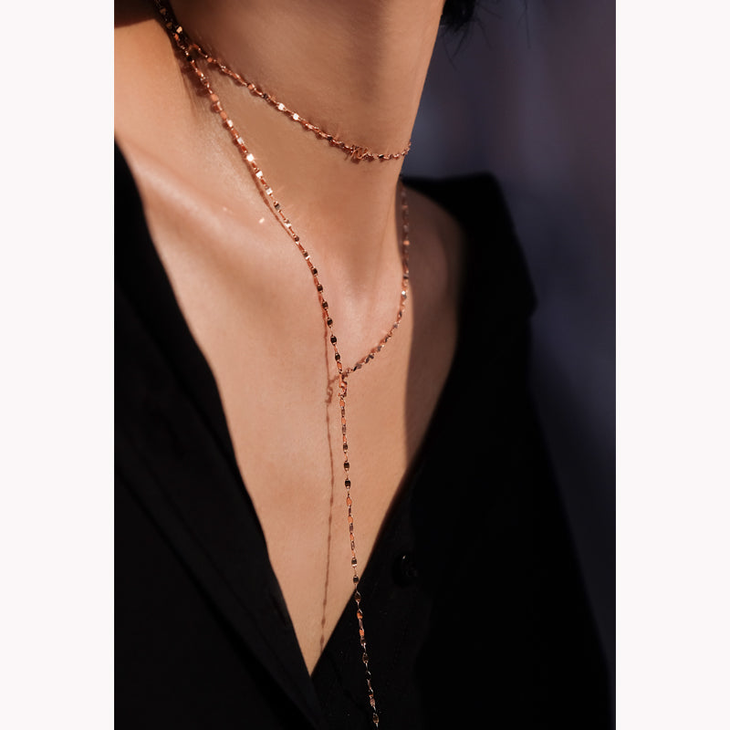Shine Collection - 18K Gold Y-Shape Necklace (Rose Gold)