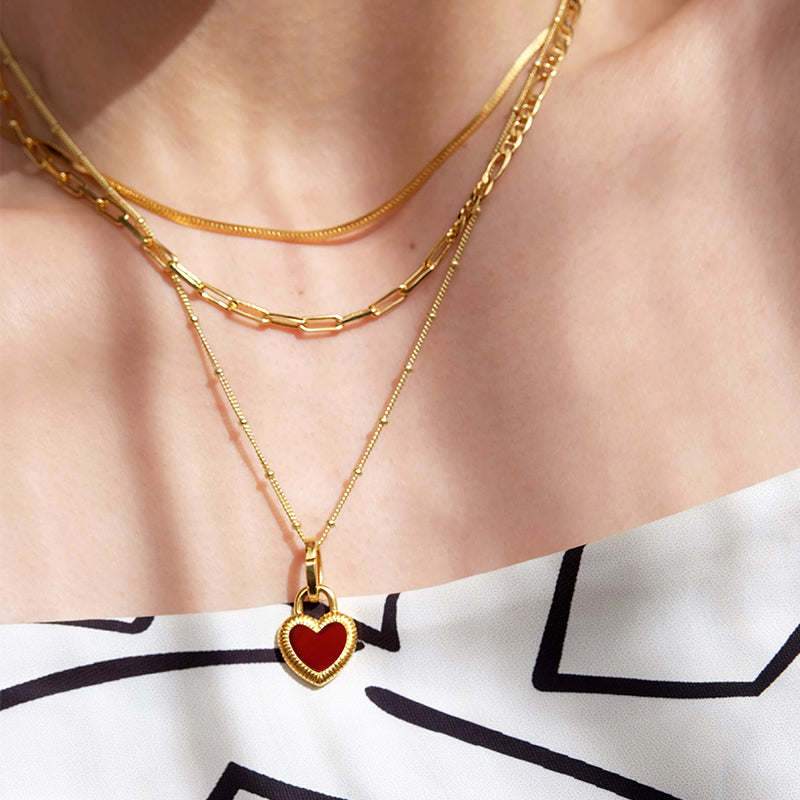 Flip- Heart Necklace (Sliver Gold Vermeil)