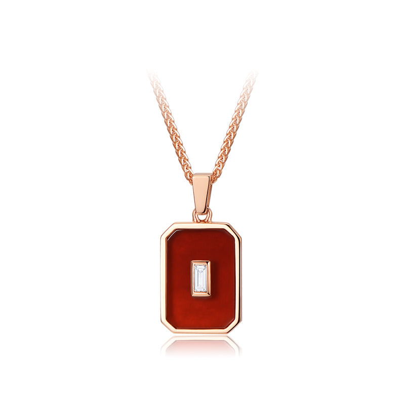 Heroine Plate Necklace - Red (Rose Gold)