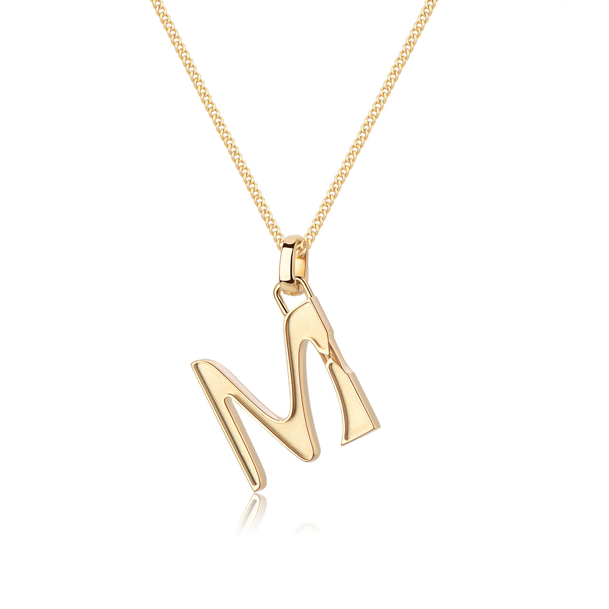 14K Solid White Gold Initial Necklace, Letter M Necklace – LTB JEWELRY